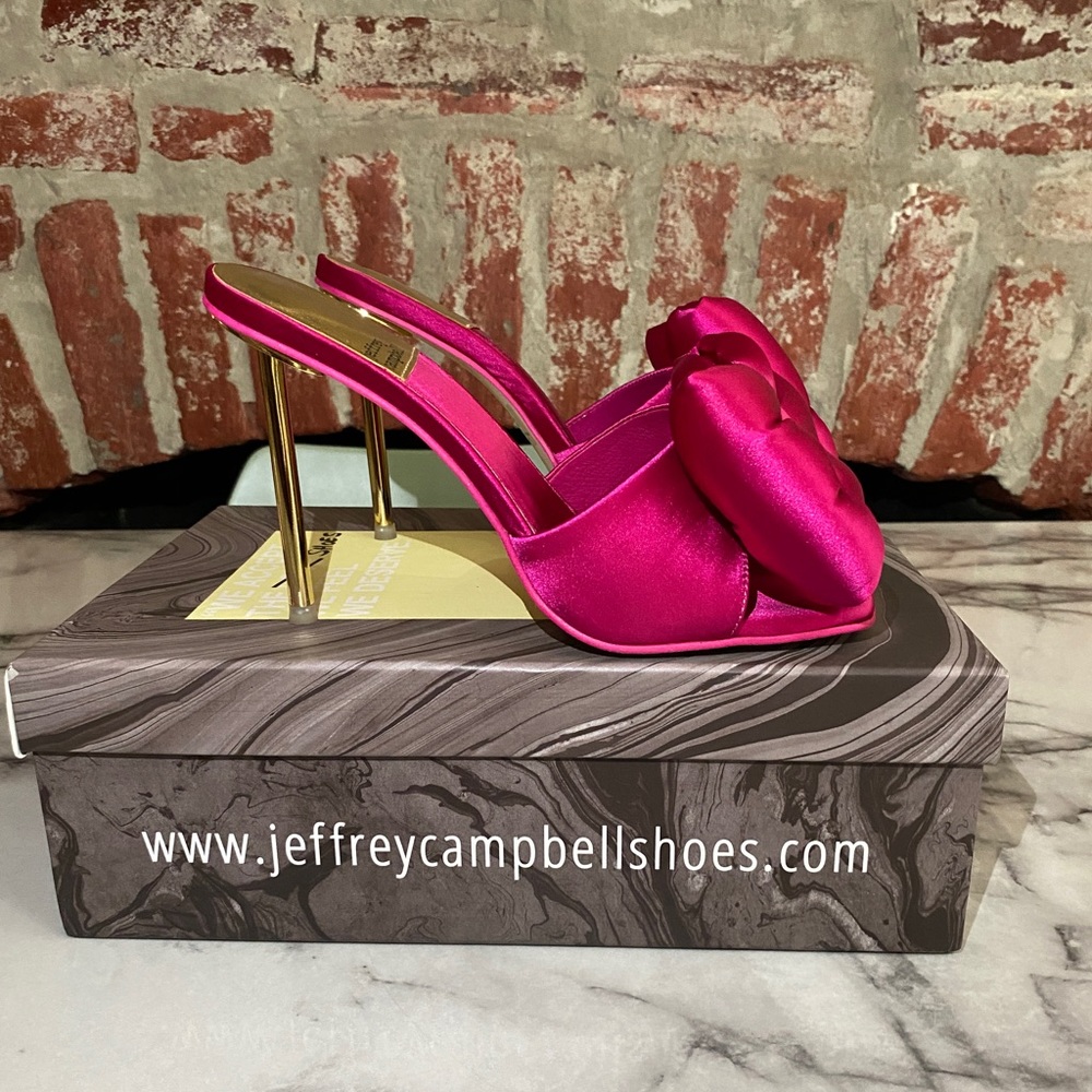 Jeffrey Campbell Bow Down Mules in fuchsia